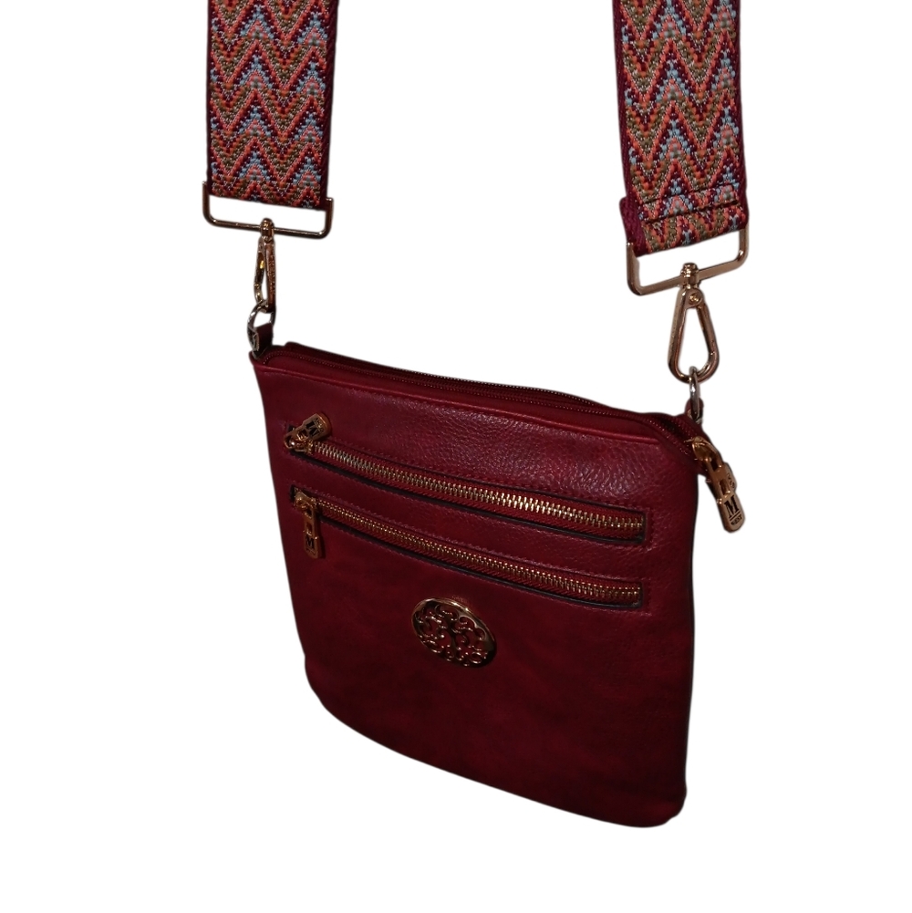 Montana West Crossbody Bag Western Strap Pockets Burgundy